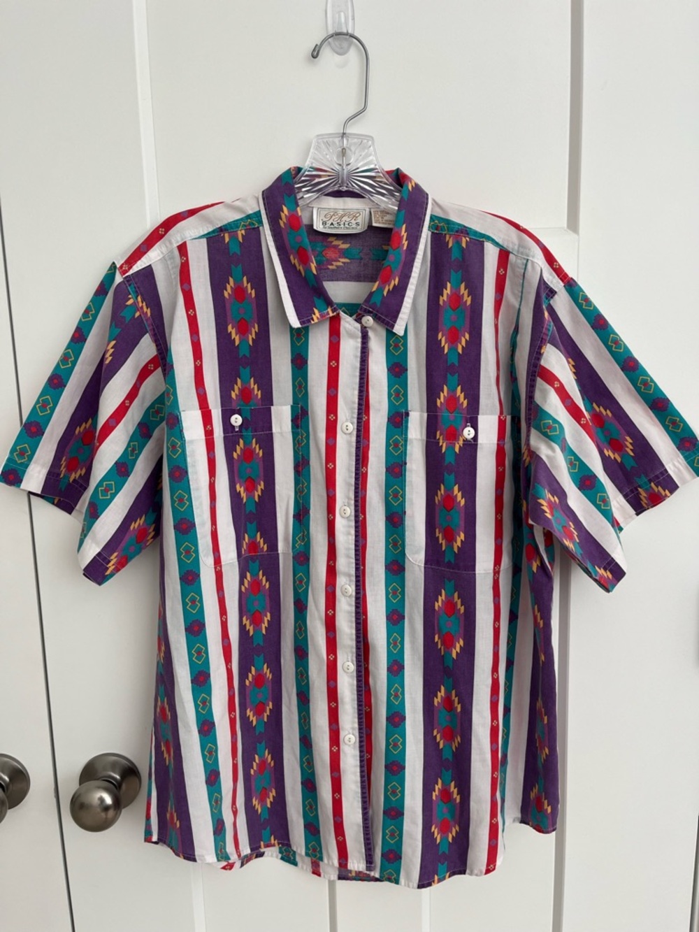 Vtg Southern Classics Southwestern Aztec Button Up Shirt Mens M Boho Festival